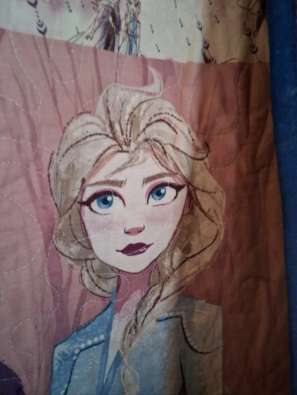 Purple and Teal Handmade Frozen Lap Quilt Or Child Quilt - Flaw